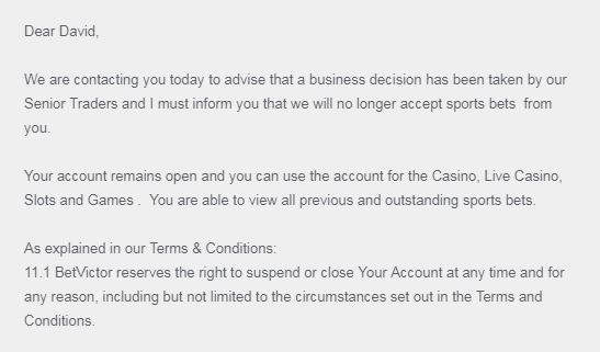 BetVictor Gubbed Account
